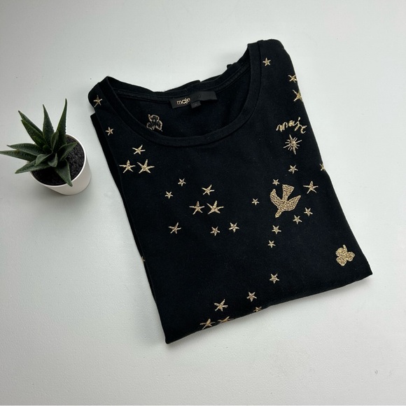 Maje Terence embroidered cotton t-shirt black/gold - Picture 11 of 12